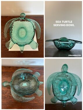 NWT- Stunning- Aqua- Sea Turtle Shaped Serving Bowl